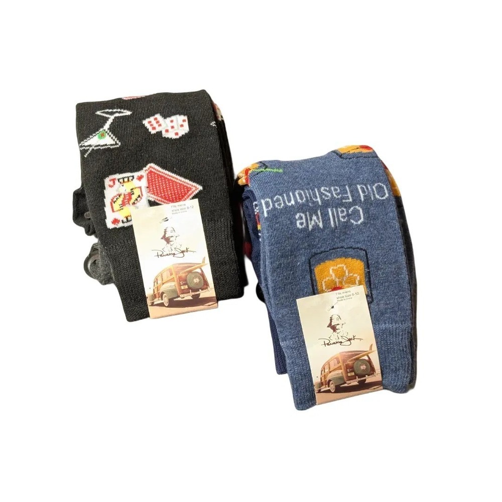 Panama Jack Novelty Socks Poker & Call Me Old Fashioned 4 Pair Sz 8-10 NWT - Picture 2 of 4